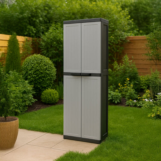 Armario exterior escobero MOD MIDI – 2 puertas con estantes y vertical