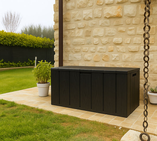 Baúl de jardín Bravo Antracita – Arcón exterior resistente 300L